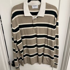 Old Navy Beige and Black Striped Polo